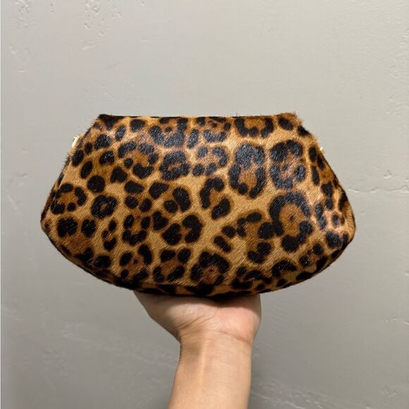 Leopard Print Handmade Real Hair-on Horsehide Fold Over Flap Bag/Crossbody - Picture 12 of 16